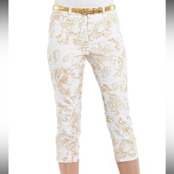 Chaps Paisley Straight-Leg Denim Capris 4 - Picture 2 of 7